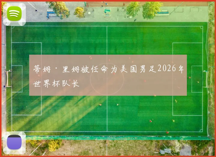 蒂姆·里姆被任命为美国男足2026年世界杯队长